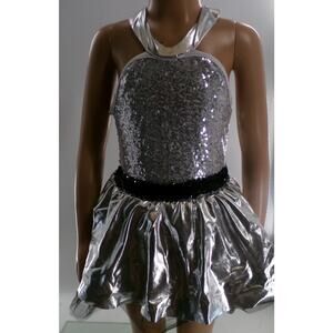 Dance Costume Small Child Silver iEFiEL Jazz Tap Metallic Dress Sequin Pageant